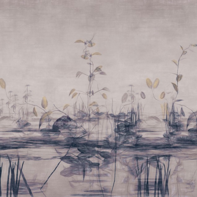 Tapet Stillness Variant 1, cu flori delicate, perfect pentru a crea o ambianță relaxantă.
