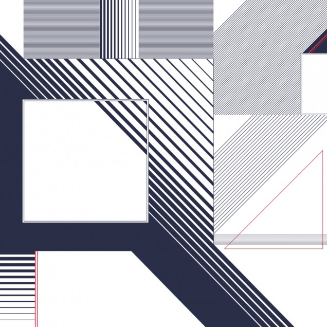 Tapet cu design geometric, in culori alb, bleumarin si rosu