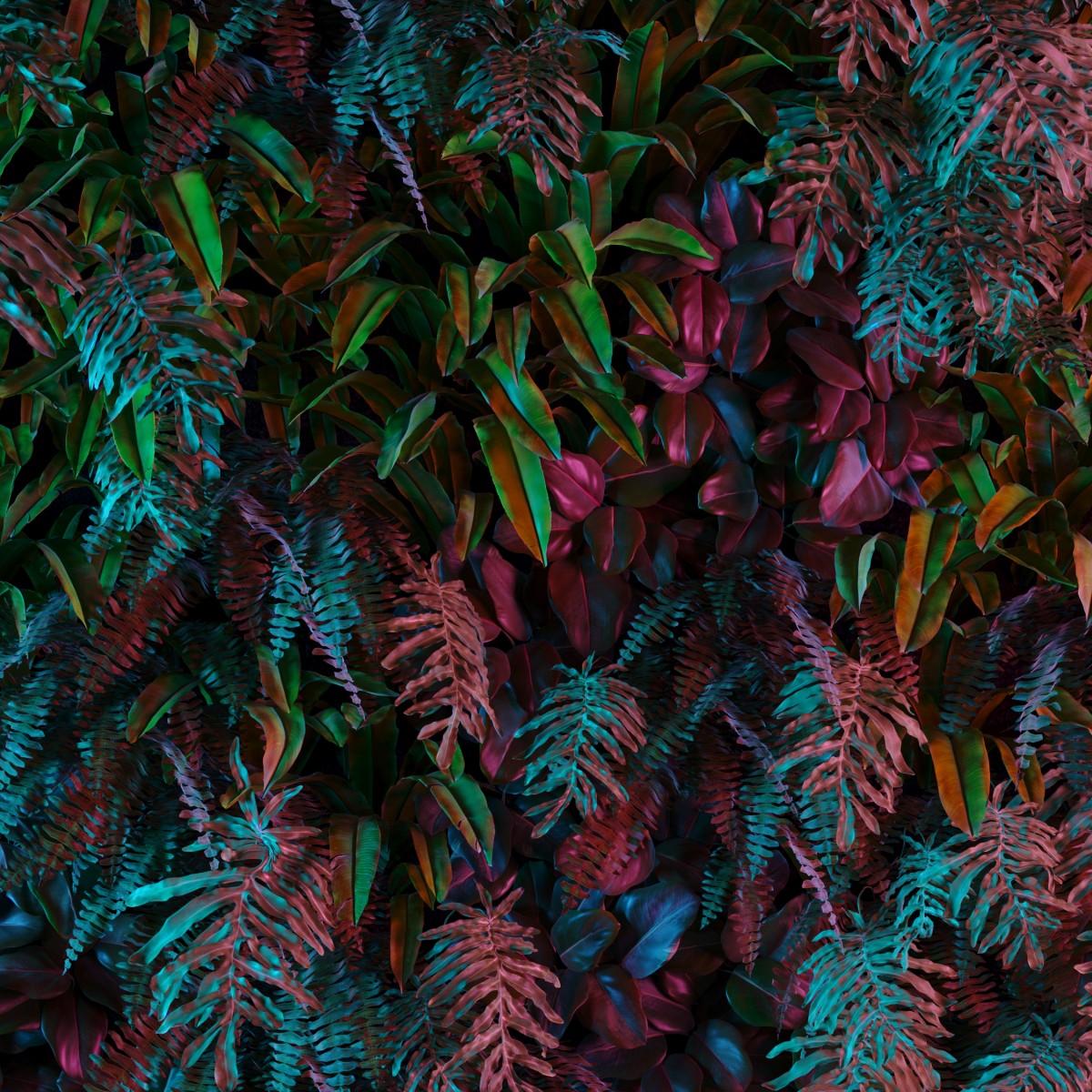 Fototapet Neon Tropical Jungle 3D, dintr-o bucată, GrandCanvas,  