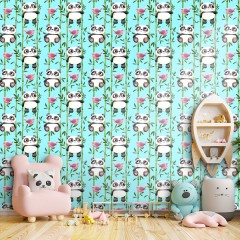 Fototapet Cute Pandas & Birds, dintr-o bucată, GrandCanvas