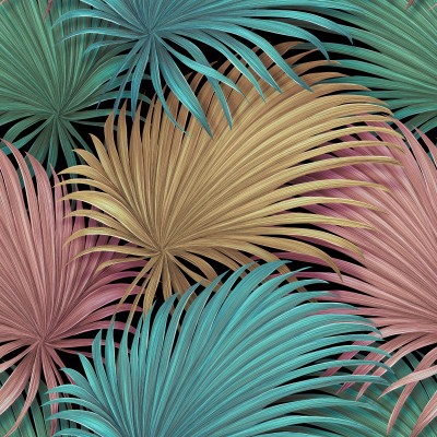 Fototapet Colorful Textured Palms 3D, dintr-o bucată, GrandCanvas,  