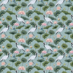 Fototapet Herons and Lotus, dintr-o bucată, GrandCanvas