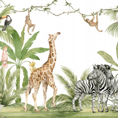 Fototapet Jungle Safari, dintr-o bucată, GrandCanvas, Fototapet pentru copii 