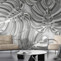 Fototapet Chromed Monsteras 3D, dintr-o bucată, GrandCanvas