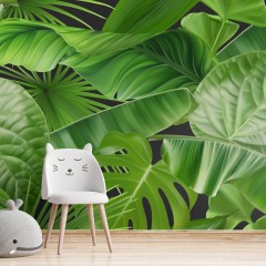 Fototapet Realistic Jungle Foliage 3D, dintr-o bucată, GrandCanvas