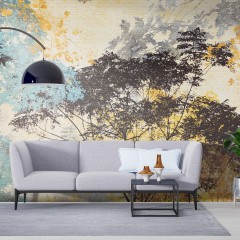 Fototapet Trees Vintage Wall Paint 3D, dintr-o bucată, GrandCanvas