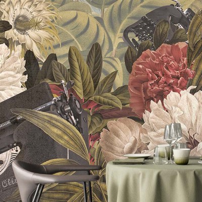 Tapet modern Lost Words - tapet contemporan, flori, verde