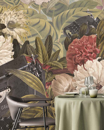 Tapet modern Lost Words - tapet contemporan, flori, verde