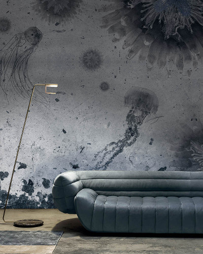 Tapet contemporan cu meduze elegante, “Aquatic Space”
