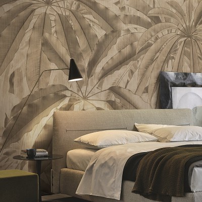 Tapet contemporan cu frunze tropicale