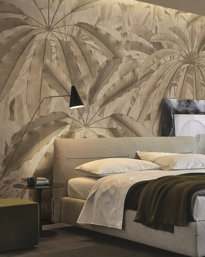 Tapet contemporan cu frunze tropicale