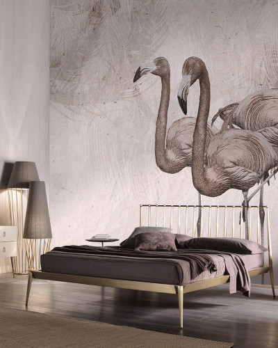Tapet cu flamingos pentru un dormitor modern