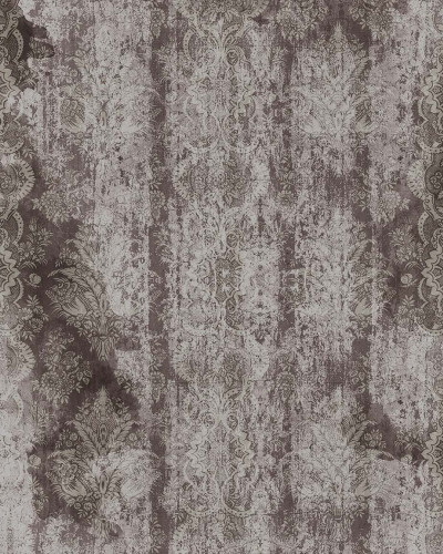 Tapet contemporan cu imprimeu floral vintage, in nuante de gri si maro, pentru dormitor.