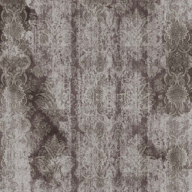 Tapet contemporan cu imprimeu floral vintage, in nuante de gri si maro, pentru dormitor.