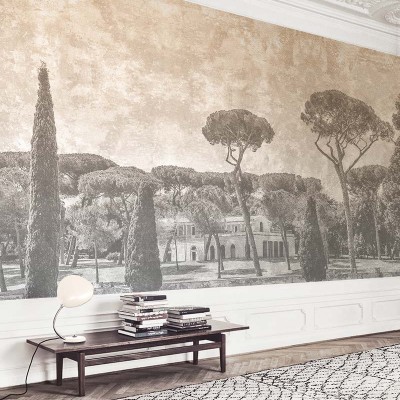 Wallpaper La Hacienda cu o imagine a unei case mediteraneene inconjurate de arbori