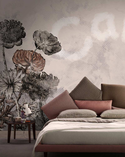 Wallpaper cu flori delicate, model contemporan, ideal pentru dormitor