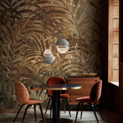 Tapet contemporan cu frunze aurii, perfect pentru living, dormitor sau birou.
