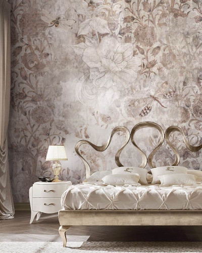 Tapet contemporan cu design floral delicat