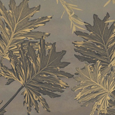 Murala de perete Siren Leaves, cu frunze aurii, intr-un dormitor modern