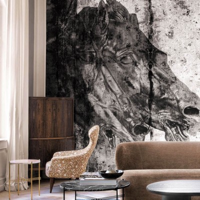 Tapet mural cu cai sălbatici, design contemporan
