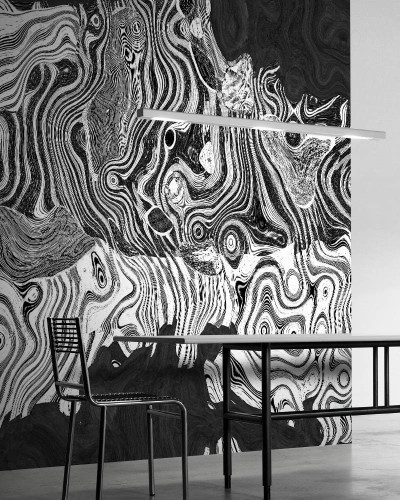 Tapet modern Oranda cu design abstract în nuanțe de gri și alb.
