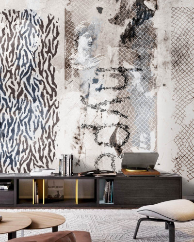 Fototapet modern cu design abstract cu un bust de om in stil clasic