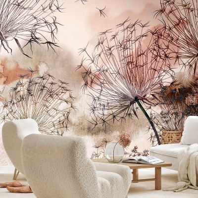 Tapet mural contemporan cu flori delicate, perfect pentru living, dormitor sau hol.