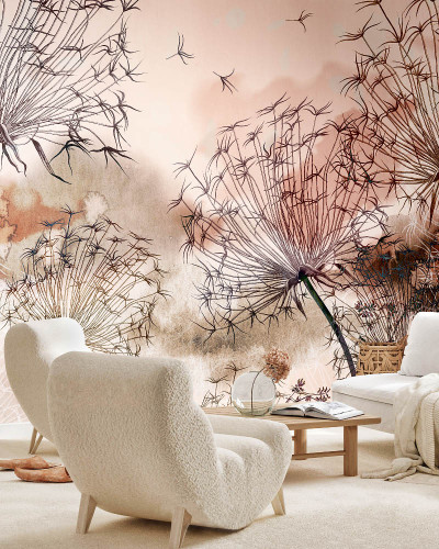 Tapet mural contemporan cu flori delicate, perfect pentru living, dormitor sau hol.