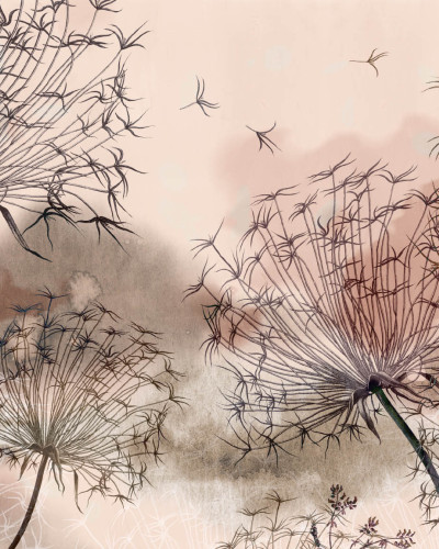 Tapet mural contemporan cu flori delicate, perfect pentru living, dormitor sau hol.