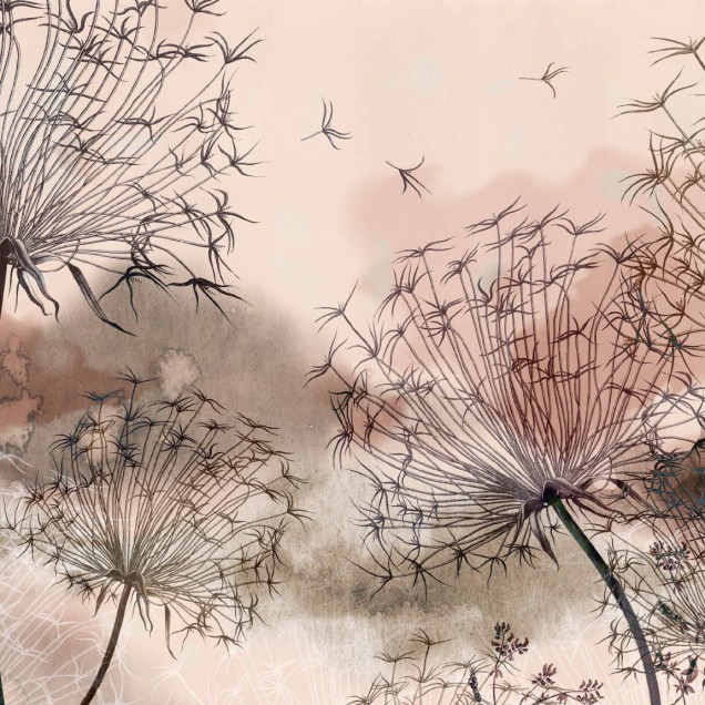 Tapet mural contemporan cu flori delicate, perfect pentru living, dormitor sau hol.