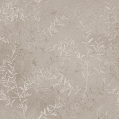 Fototapet contemporan  "Baleri"  cu imprimeu minimalist de plante,  în nuanțe de gri