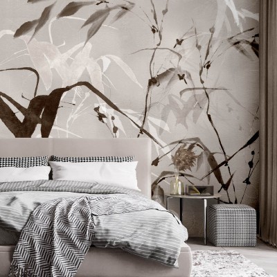 Morii - Wallpaper contemporan cu model abstract cu accente florale elegante, perfect pentru living, dormitor sau birou