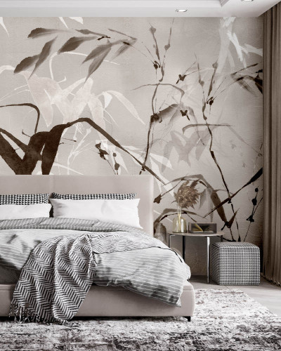 Morii - Wallpaper contemporan cu model abstract cu accente florale elegante, perfect pentru living, dormitor sau birou