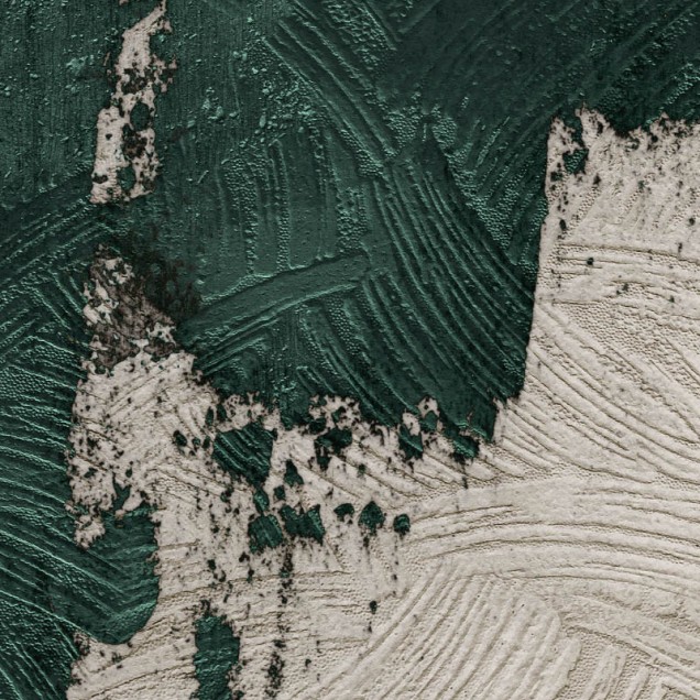 Fototapet abstract modern cu tonuri neutre și accente de verde intens.