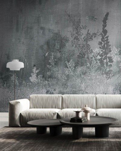 Tapet modern cu design de inspirație naturală, Paesaggio Autunnale Teal