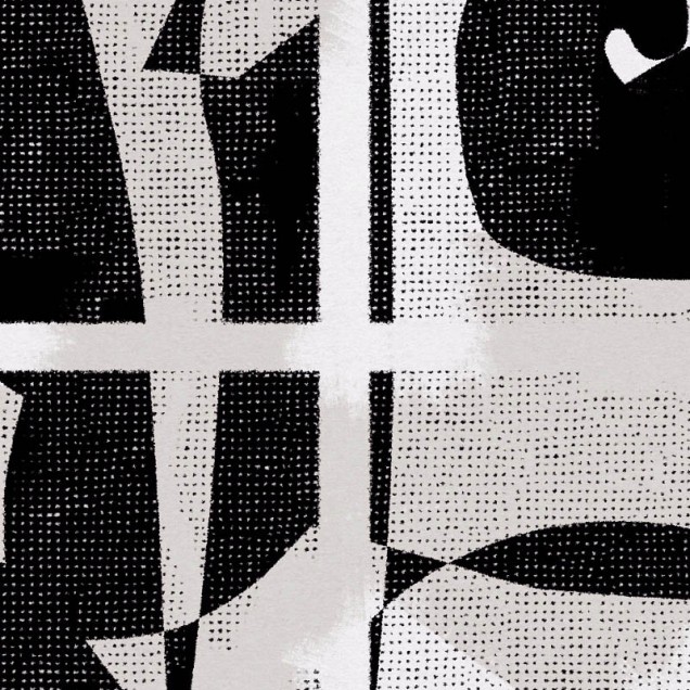 Tapet geometric contemporan in alb si negru pentru decorarea peretilor