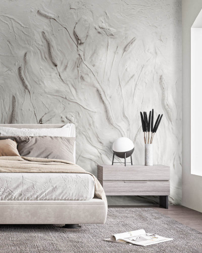 Tapet contemporan cu model abstract alb, perfect pentru dormitor, living sau hol.