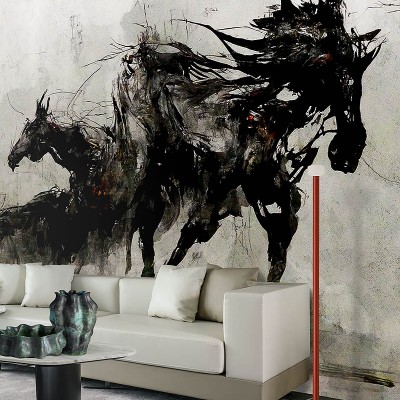 Tapet contemporan cu cai negri, Free Spirits, Idea Murale