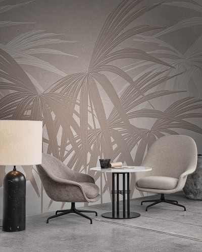 Tapet modern cu frunze delicate