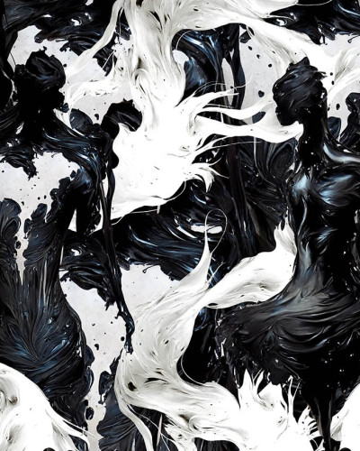 Un Poeme Visuel II - tapet contemporan cu design abstract in negru si alb