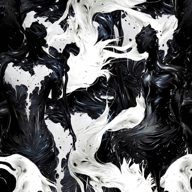 Un Poeme Visuel II - tapet contemporan cu design abstract in negru si alb