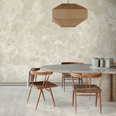 Tapet contemporan Larina, cu design minimalist si plante in tonuri deschise.
