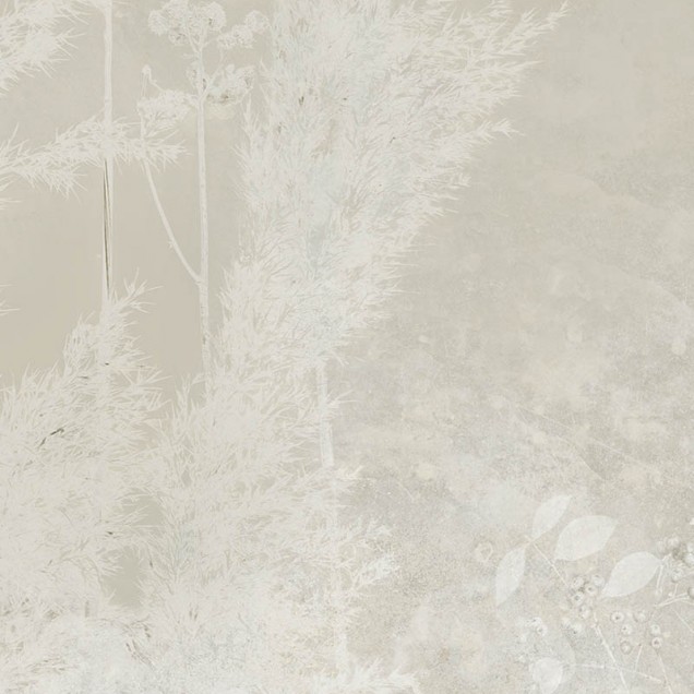 Tapet contemporan Larina, cu design minimalist si plante in tonuri deschise.