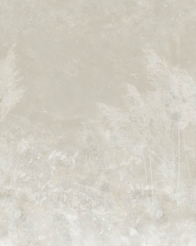Tapet contemporan Larina, cu design minimalist si plante in tonuri deschise.
