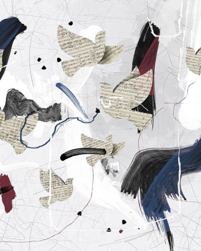 Tapet modern cu păsări abstracte
