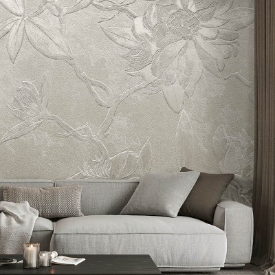 Tapet floral contemporan cu design de magnolie