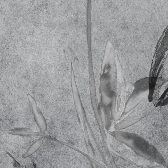 Tapet Light and Shadows / Ethereal Beauty, Variant 1, cu un design floral delicat in tonuri de gri si alb