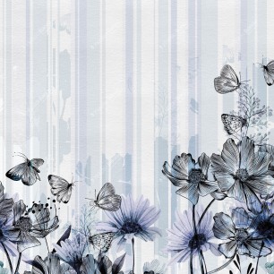 Fototapet Sketchbook / Flowerlines, Variant 3, Inkiostro Bianco