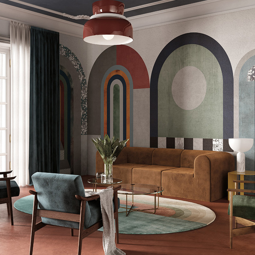 Tapet modern cu arcuri colorate, geometrice si forme abstracte