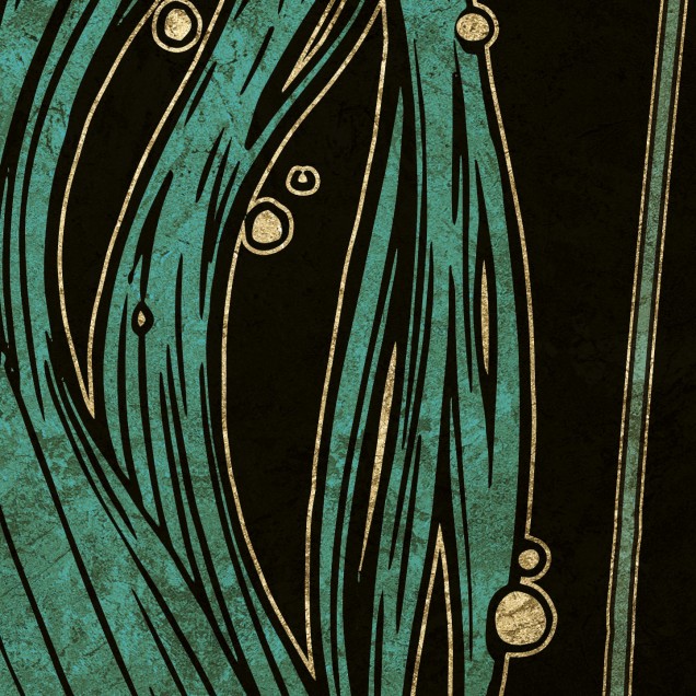 Wallpaper cu design floral si o femeie misterioasa, Bluemoon, Variant 1, Inkiostro Bianco.